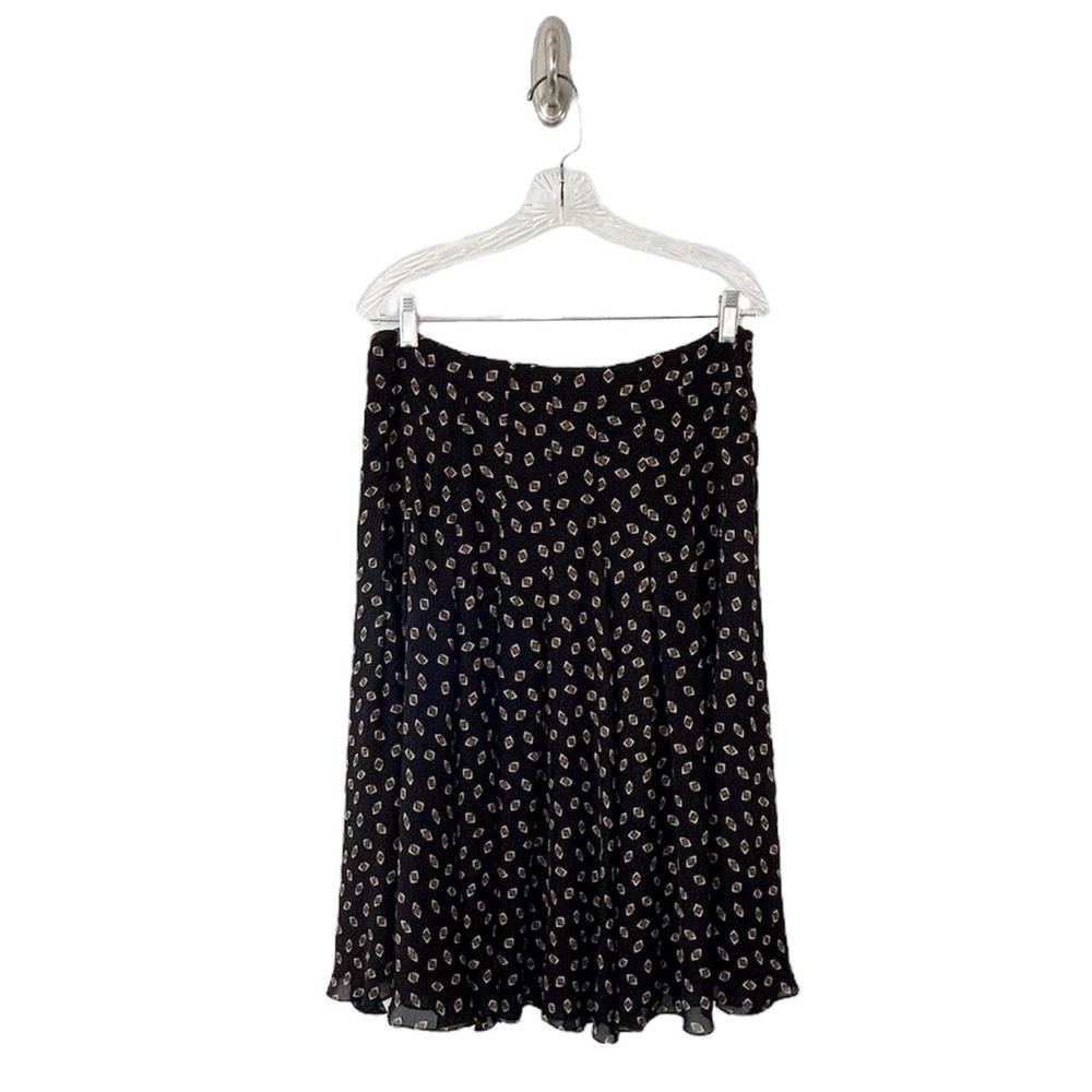 Jones New York Women’s Diamond Patterned Pleated Black Silk Skirt Size 8